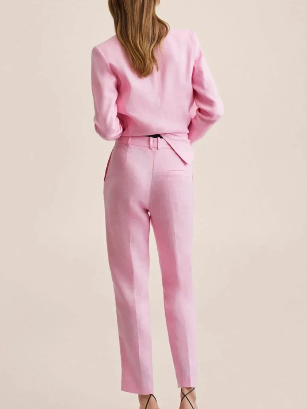 Mango Pink Linen Ankle Length Trouser — Size Large